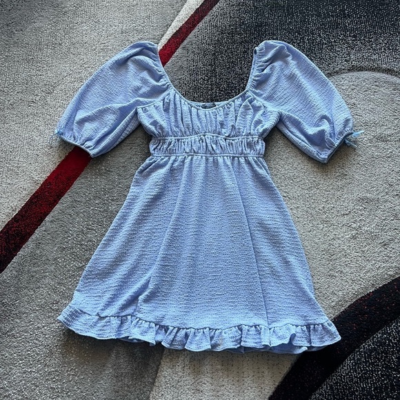 4SI3NNA Puff Sleeve Baby Blue Coquette Mini Dress - Picture 1 of 4